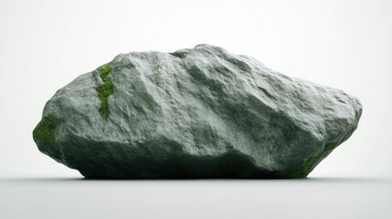 A large rock with mossy patches isolated on a white background for versatile design applicatio