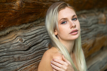 Close up portrait of a young blonde woman