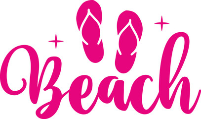 Beach typography clip art design on plain white transparent isolated background for card, shirt, hoodie, sweatshirt, apparel, tag, mug, icon, poster or badge