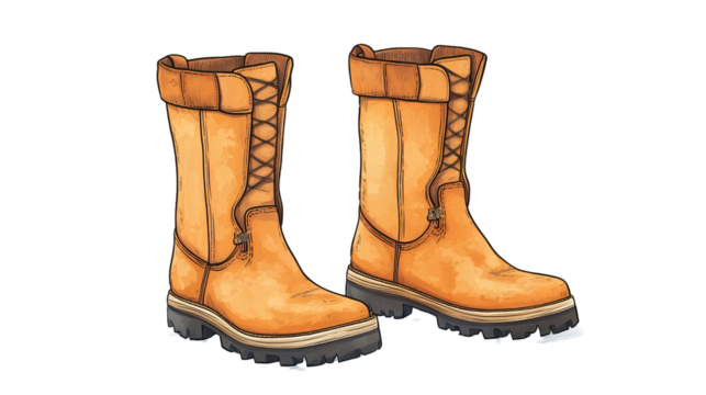 Women's demi-season high boots isolated on white background