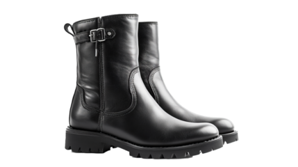 Women's demi-season high boots isolated on white background