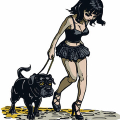 girl and dog