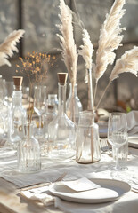 Close picture of a set up boho wedding table