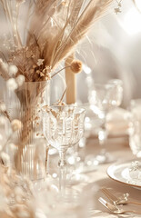 Close picture of a set up boho wedding table