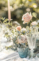 Close picture of a set up boho wedding table