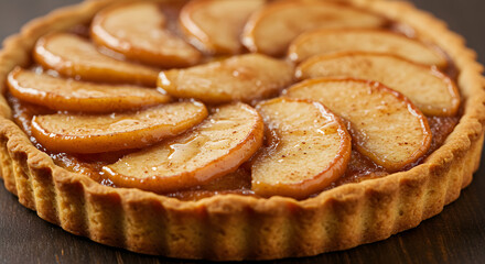 Fototapeta premium Glazed Cinnamon Apple Tart Close-up Delicious Baked Treat