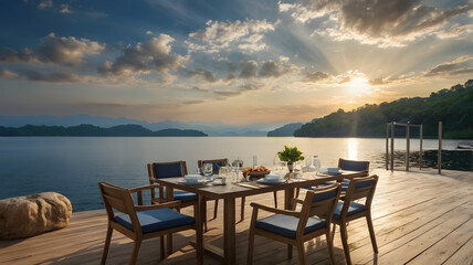 Naklejka premium restaurant on the beach
