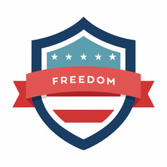 Flat design shield with the usa flag vector illustration on white background