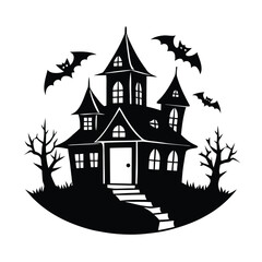 Isolated Haunted House on White Background For Hallowen