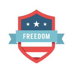 Flat design shield with the usa flag vector illustration on white background