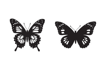 Butterfly Silhouette Vector Set Black Insect Clipart for Design and Decoration