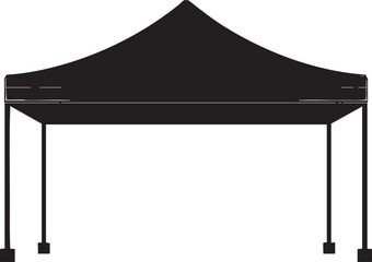 A black outdoor tent illustration designed for events and gatherings providing shade and shelter.