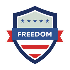 Flat design shield with the usa flag vector illustration on white background