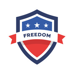 Flat design shield with the usa flag vector illustration on white background