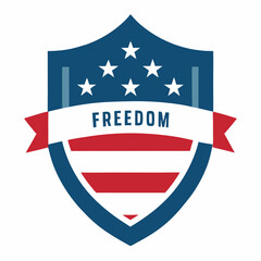 Flat design shield with the usa flag vector illustration on white background