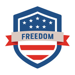 Flat design shield with the usa flag vector illustration on white background