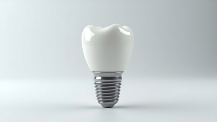 A tooth with a silver implant screw