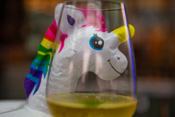 Unicorn and glass of wine