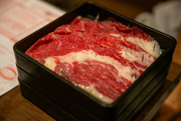 Shavings of raw meat