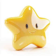 Cartoon yellow star with face on white background