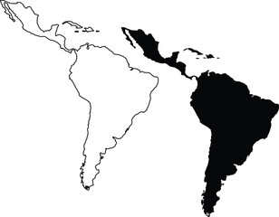South America Map Silhouette Flat and Outline Design
