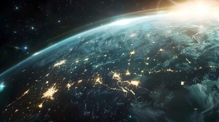 Obraz premium Eco-Friendly Power Clean and Green Energy Background - Green Technology and Clean Innovation. Solar Panels and Wind Turbines, Sustainable Energy, Futuristic Green Energy Background.