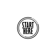 Start here button isolated on white background