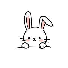 Obraz premium Cute bunny peeking with joy against a white background 