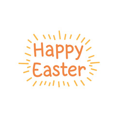 Happy Easter text with sunburst in cheerful style  