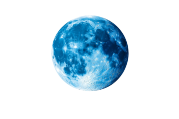 Blue moon is floating in the sky, isolated