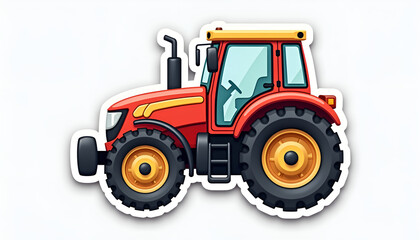 Cartoon 3D Tractor Icon PNG