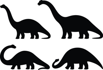 Dinosaur Silhouette Set | Prehistoric Animal Vector Pack Jurassic Dinosaur Silhouettes | T-Rex to Triceratops Collection