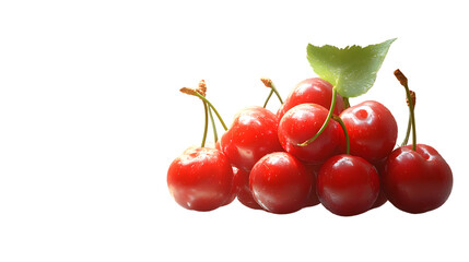 Fresh Red Fruits with Dew Drops and Green Leaves Perfect for Food Photography Recipes and He