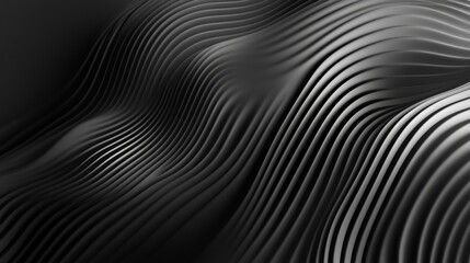 Abstract minimalist background featuring optical art with black and white striped waves