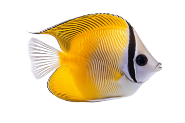 A yellow and black striped fish with a black eye