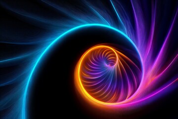 A spiral of bright colors with a black background