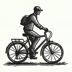 Obraz premium Person energetic riding bicycle on a plain background 