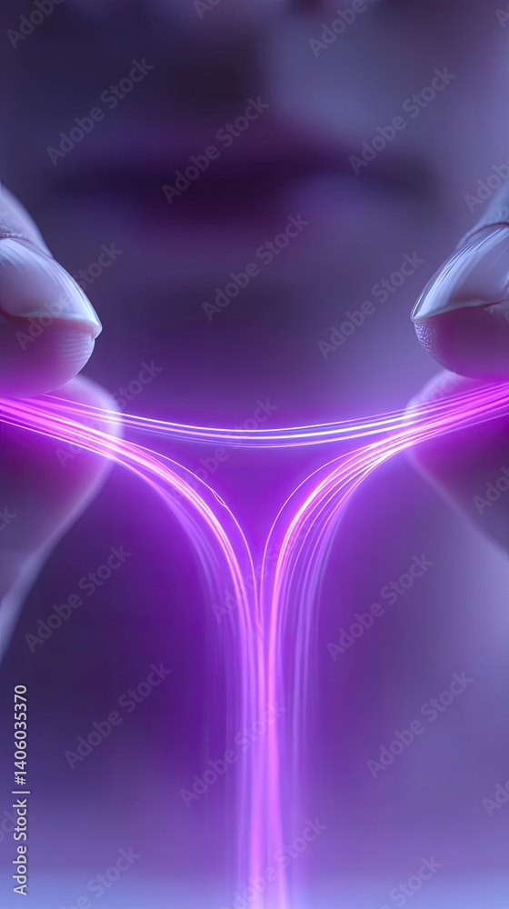 Aufkleber hands entwine threads of light from an ethereal third eye symbol in a mystical realm
