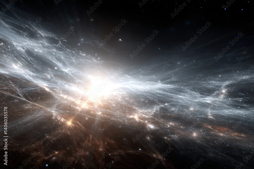Poster Exploring vibrant connections in an abstract universe of glowing ley lines and pulsing nodes
