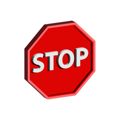 3d stop sign on white background