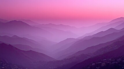 Fototapeta premium Majestic layers of mountains at dusk, bathed in soft purple hues