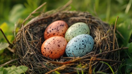 Obraz premium Colorful eggs in meadow