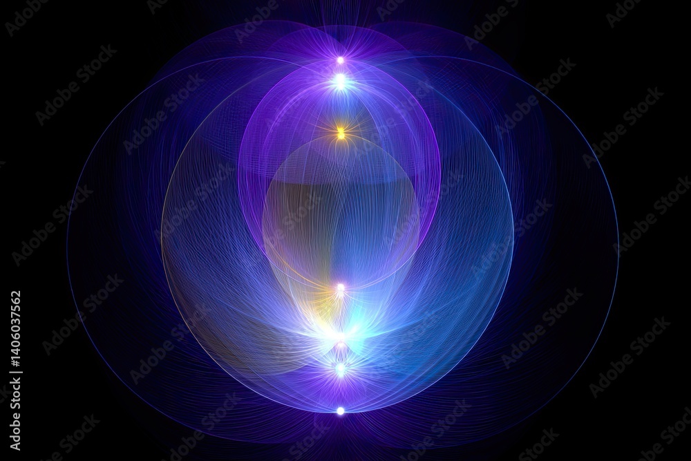 Poster celestial harmony of planets and moons in golden ratio orbits against a dark cosmic backdrop