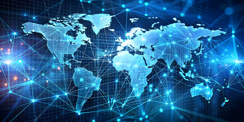 Fototapeta premium Polygonal matrix resembling a digital world with pixelated effects