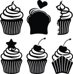 One Line Cake Silhouette Set | Minimalist Cake Drawing Collection Continuous Line Cake Art | Birthday & Wedding Cake Silhouettes

