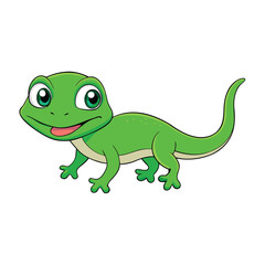 Obraz premium Cartoon Lizard in Emon Style with Big Eyes, Climbing Walls - Fun Animal Exploration