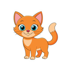 Cartoon Cat in Emon Style with Big Eyes, Grooming Its Fur - Cute and Calm Cat Moment