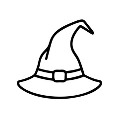Witch hat icon in black outline on white background