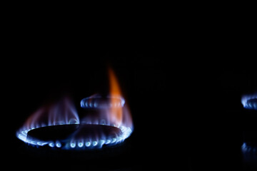 Gas flames on the cooker