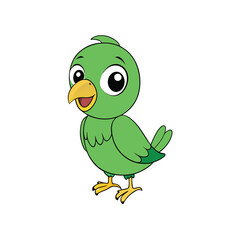 Playful Cartoon Bird Singing in a Tree with Big Eyes and Energetic Wings ? Nature?s Cheerful Song